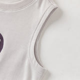 Dave&Bella Summer Toddler Boys Gray Desgin Print Comfortable Tank Top Shorts Sets