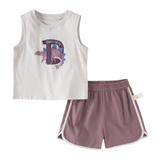 Dave&Bella Summer Toddler Boys Gray Desgin Print Comfortable Tank Top Shorts Sets