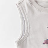 Dave&Bella Summer Toddler Boys Gray Desgin Print Comfortable Tank Top Shorts Sets