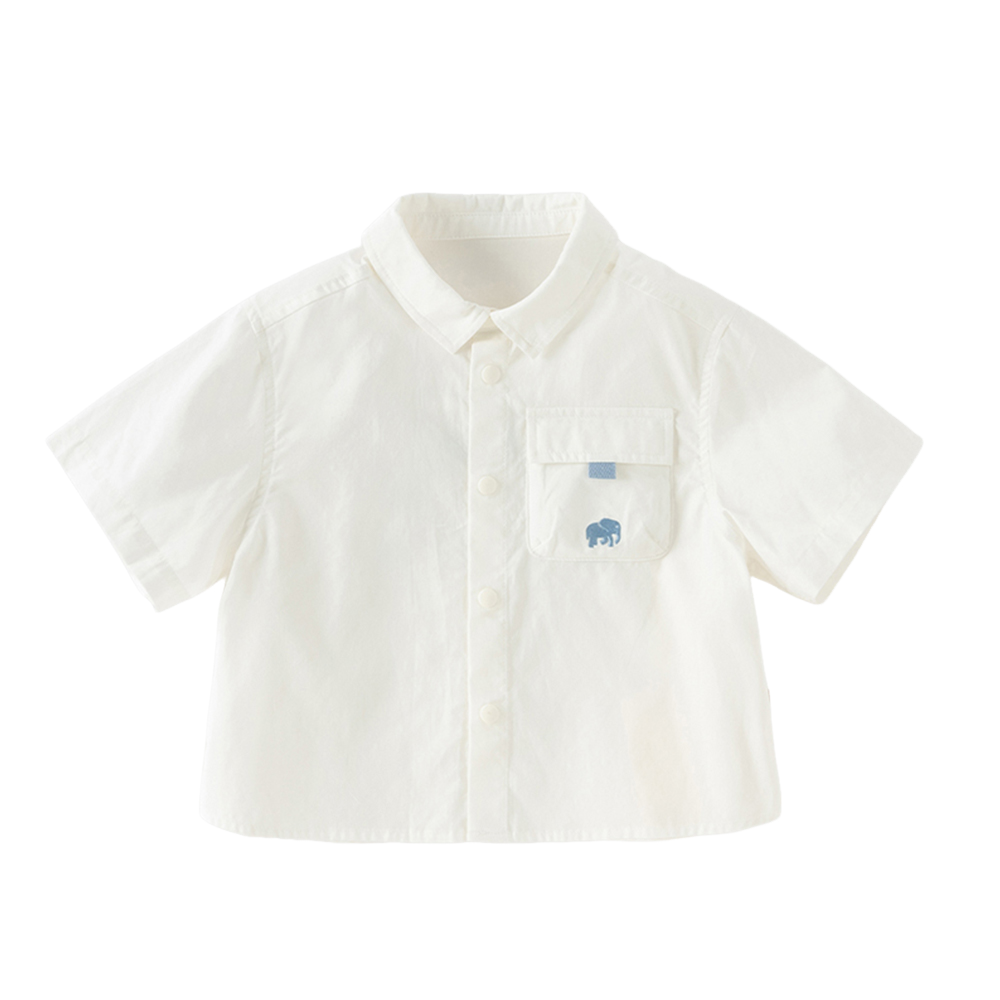 Dave&Bella Summer Toddler Boys White Soft Cotton Short Sleeve College-style Shirts