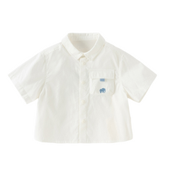 Dave&Bella Summer Toddler Boys White Soft Cotton Short Sleeve College-style Shirts