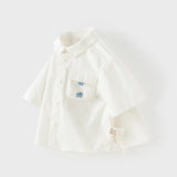 Dave&Bella Summer Toddler Boys White Soft Cotton Short Sleeve College-style Shirts