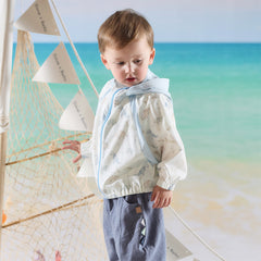 Dave&Bella Toddler Boys Summer Playful Dinosaur Print Summer Sunscreen Jackets