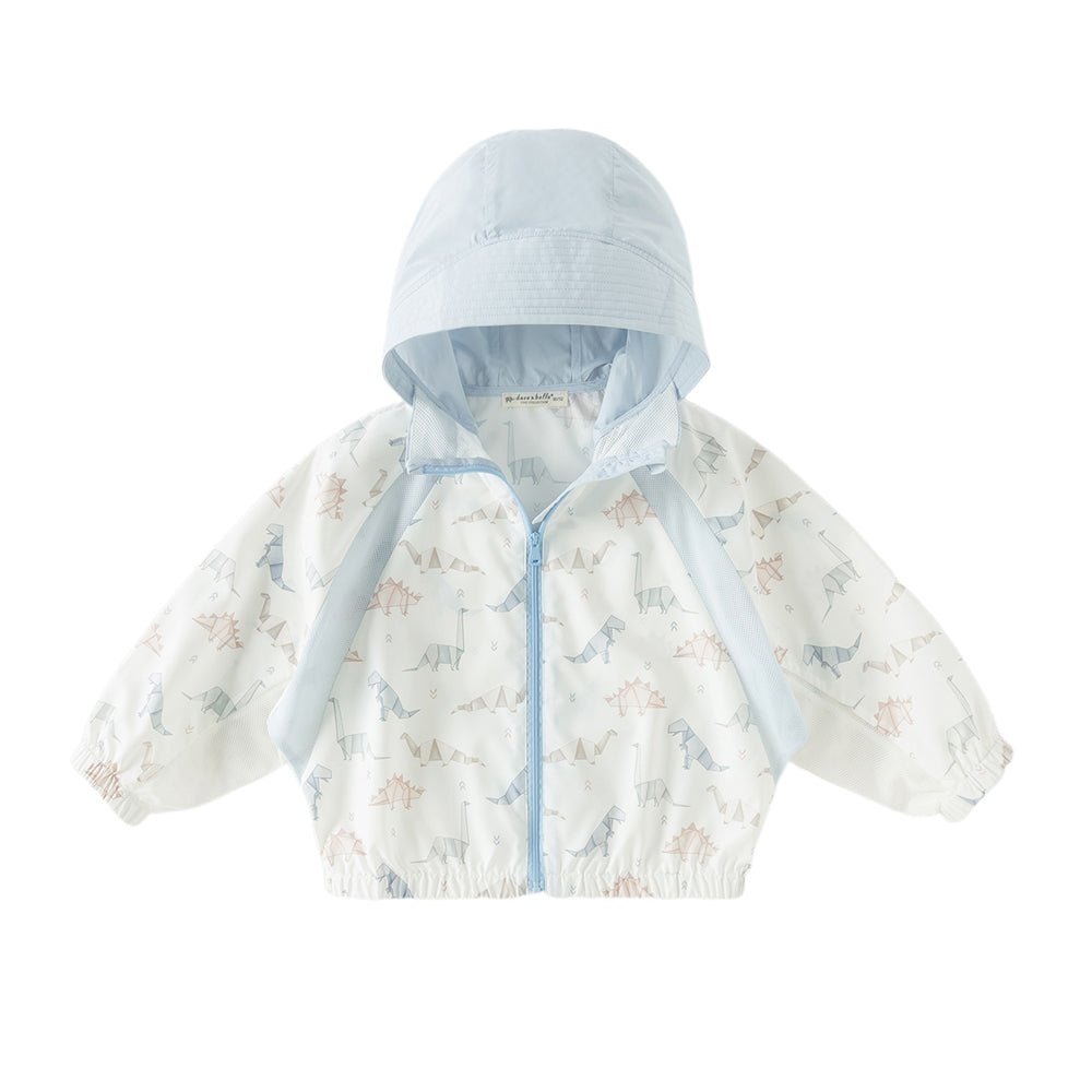 Dave&Bella Toddler Boys Summer Playful Dinosaur Print Summer Sunscreen Jackets