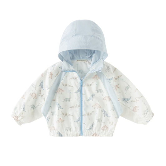 Dave&Bella Toddler Boys Summer Playful Dinosaur Print Summer Sunscreen Jackets