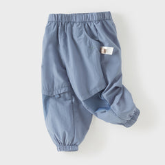 Dave&Bella Toddler Boys Summer Casual Blue/Grey Comfortable Loose Jogger Pants