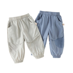 Dave&Bella Toddler Boys Summer Casual Blue/Grey Comfortable Loose Jogger Pants