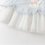 Dave&Bella Toddler Girls Blue White Striped Sleeveless Casual Mesh A-line Dress