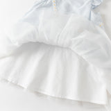 Dave&Bella Toddler Girls Blue White Striped Sleeveless Casual Mesh A-line Dress