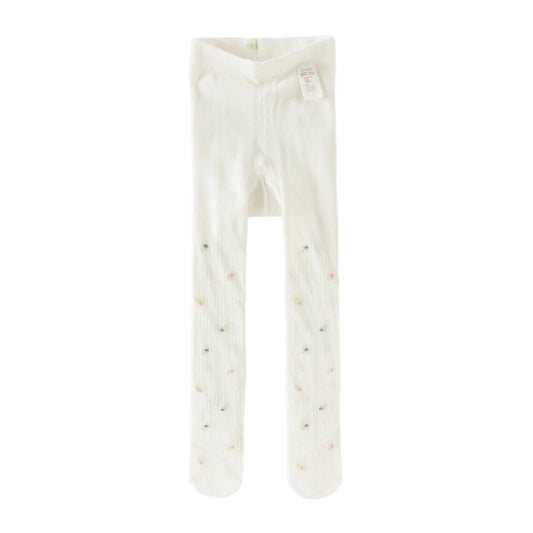 Dave&Bella Toddler Girls Summer Elegant Beige Print Stretchable Soft Footed Tight Leggings