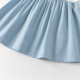 Dave&Bella Toddler Girls Summer Beige Doll Collar College-style Fake-two-piece Dress