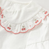 Dave&Bella Toddler Girls Summer Cherry Embroidery Breathable Cotton Sweet Shirts