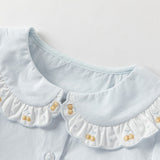 Dave&Bella Toddler Girls Summer Cherry Embroidery Breathable Cotton Sweet Shirts