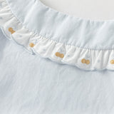 Dave&Bella Toddler Girls Summer Cherry Embroidery Breathable Cotton Sweet Shirts