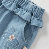 Dave&Bella Toddler Girls Summer Fashion Denim Blue Cotton Soft Loose Jogger Jeans