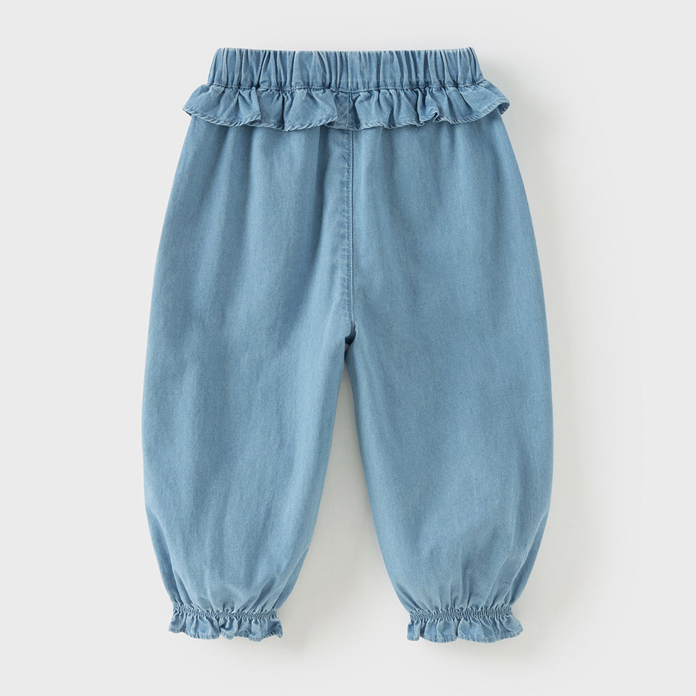 Dave&Bella Toddler Girls Summer Fashion Denim Blue Cotton Soft Loose Jogger Jeans