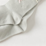 Dave&Bella Children Girls Summer Beige/Light Grey Bow Lightweight Sweet Mid-calf Socks