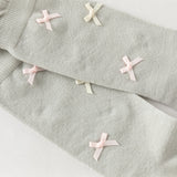 Dave&Bella Children Girls Summer Beige/Light Grey Bow Lightweight Sweet Mid-calf Socks