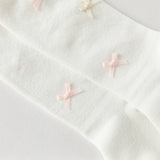 Dave&Bella Children Girls Summer Beige/Light Grey Bow Lightweight Sweet Mid-calf Socks