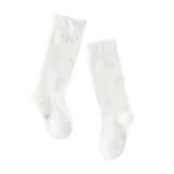 Dave&Bella Children Girls Summer Beige/Light Grey Bow Lightweight Sweet Mid-calf Socks