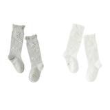 Dave&Bella Children Girls Summer Beige/Light Grey Bow Lightweight Sweet Mid-calf Socks