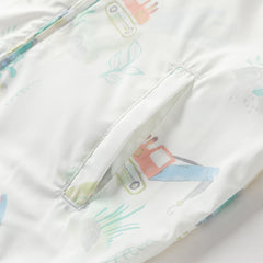 Dave&Bella Toddler Boys Summer White Car Print Outwear Comfortable Sunscreen Jackets