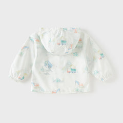 Dave&Bella Toddler Boys Summer White Car Print Outwear Comfortable Sunscreen Jackets