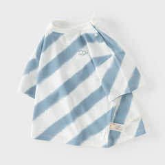 Dave&Bella Summer Toddler Boys Everyday Blue White Striped Round Collar Casual T-shirts