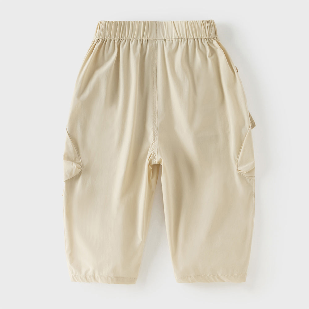 Dave&Bella Toddler Boys Summer Light Khaki Adjustable-waistband Lightweight Pants