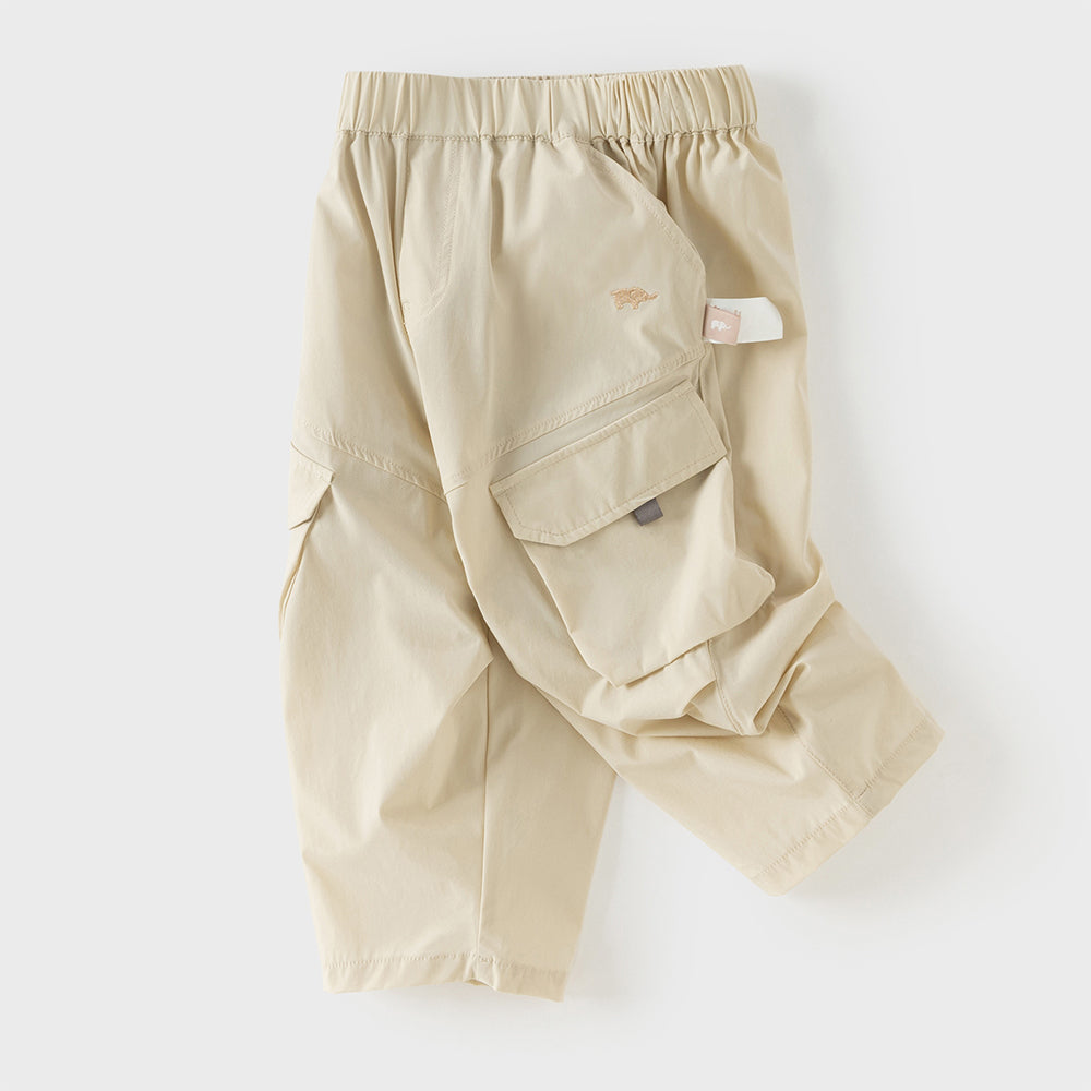 Dave&Bella Toddler Boys Summer Light Khaki Adjustable-waistband Lightweight Pants