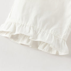 Dave&Bella Summer Toddler Girls Beige Embroidery Comfortable Straight-leg Long Pants