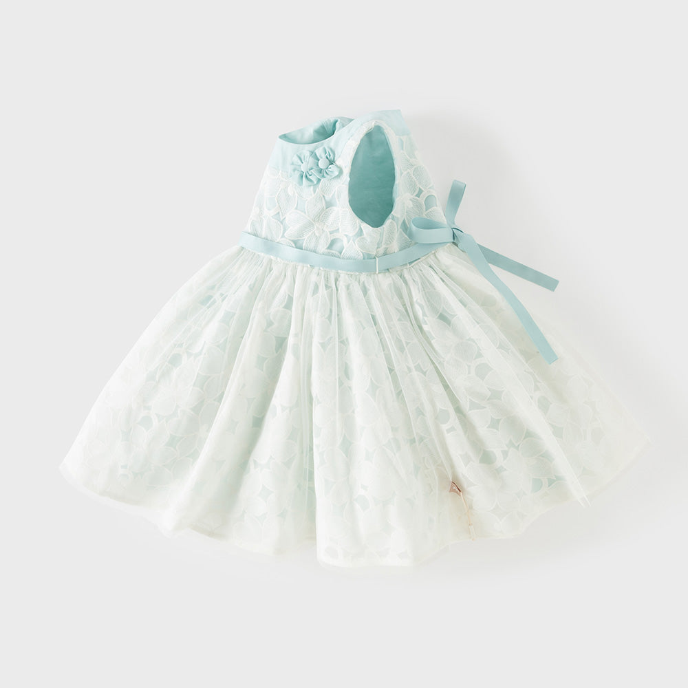 Dave&Bella Summer Toddler Girls Elegant Light Blue Sleeveless Princess Tulle Dress