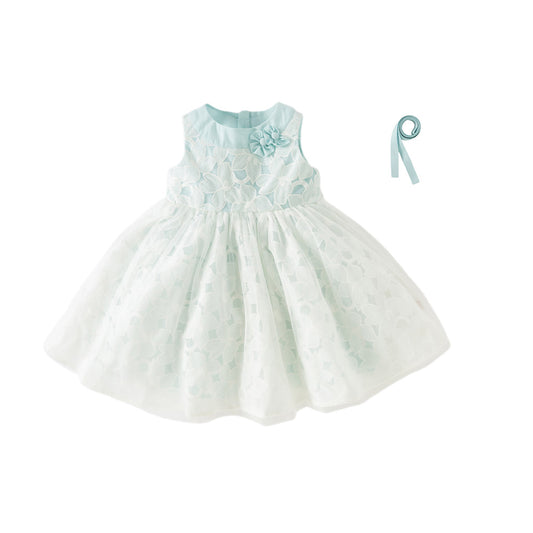 Dave&Bella Summer Toddler Girls Elegant Light Blue Sleeveless Princess Graduation Dress