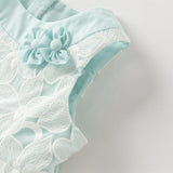 Dave&Bella Summer Toddler Girls Elegant Light Blue Sleeveless Princess Tulle Dress