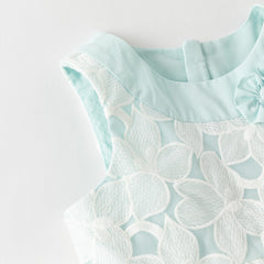 Dave&Bella Summer Toddler Girls Elegant Light Blue Sleeveless Princess Graduation Dress