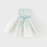 Dave&Bella Summer Toddler Girls Elegant Light Blue Sleeveless Princess Tulle Dress