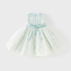Dave&Bella Summer Toddler Girls Elegant Light Blue Sleeveless Princess Graduation Dress