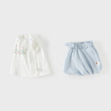 Dave&Bella Summer Toddler Girls Stylish White Sleeveless Cute Embroidery Top Shorts Sets