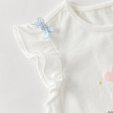 Dave&Bella Summer Toddler Girls Stylish White Sleeveless Cute Embroidery Top Shorts Sets
