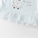 Dave&Bella Summer Toddler Girls Blue Cute Print Cotton Soft Breathable Design T-Shirts