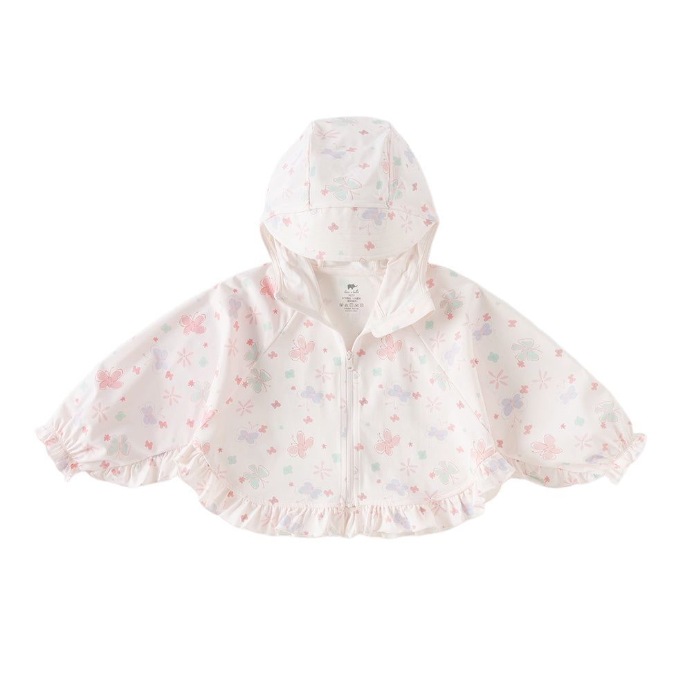 Dave&Bella Toddler Girls Summer Pink/Beige Print Outdoor Comfortable Sunscreen Jackets