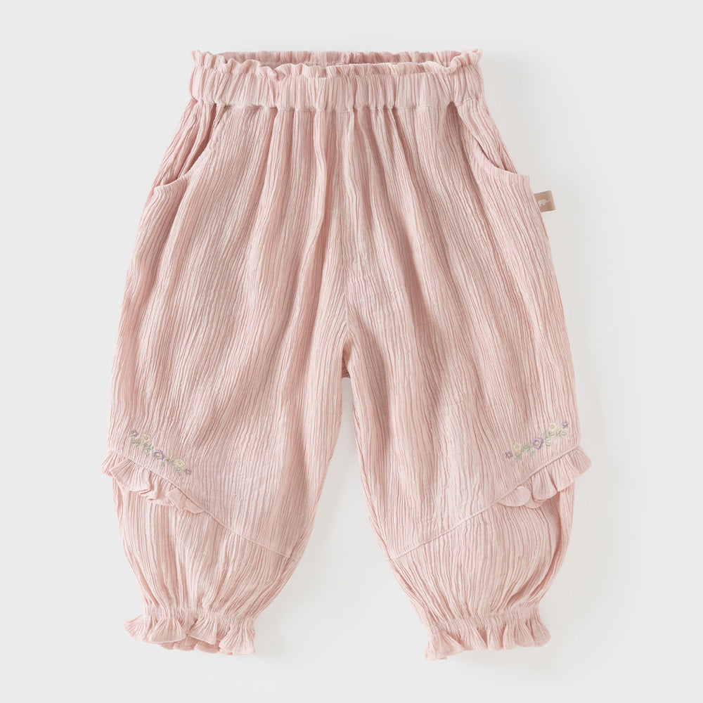 Dave&Bella Summer Toddler Girls Pink/Green Lightweight Comfortable Mosquito Proof Pants