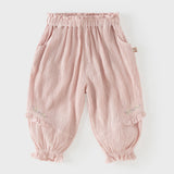 Dave&Bella Summer Toddler Girls Pink/Green Lightweight Comfortable Mosquito Proof Pants
