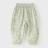 Dave&Bella Toddler Girls Summer Casual Floral Print Lightweight Loose Mosquito Proof Pants
