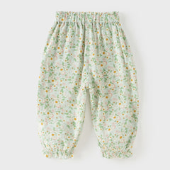 Dave&Bella Toddler Girls Summer Casual Floral Print Lightweight Loose Mosquito Proof Pants