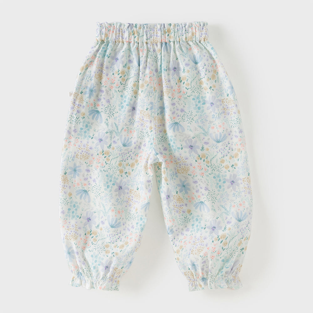 Dave&Bella Toddler Girls Summer Casual Floral Print Lightweight Loose Mosquito Proof Pants