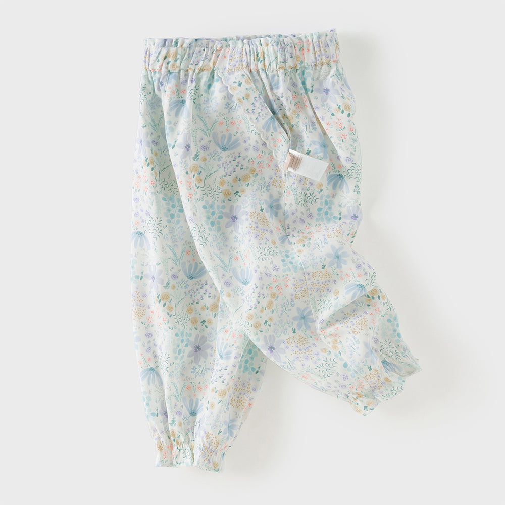 Dave&Bella Toddler Girls Summer Casual Floral Print Lightweight Loose Mosquito Proof Pants