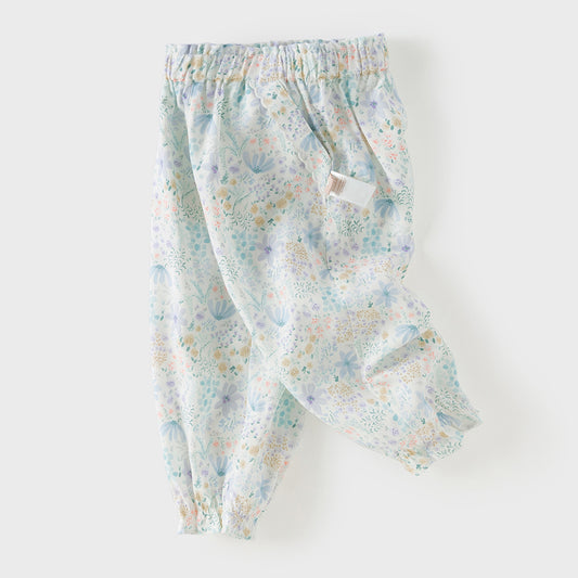 Dave&Bella Toddler Girls Summer Casual Floral Print Lightweight Loose Mosquito Proof Pants