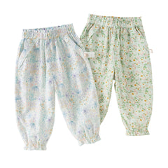Dave&Bella Toddler Girls Summer Casual Floral Print Lightweight Loose Mosquito Proof Pants