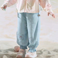 Dave&Bella Toddler Girls Summer Light Blue Bow Loose Comfortable Jogger Jeans